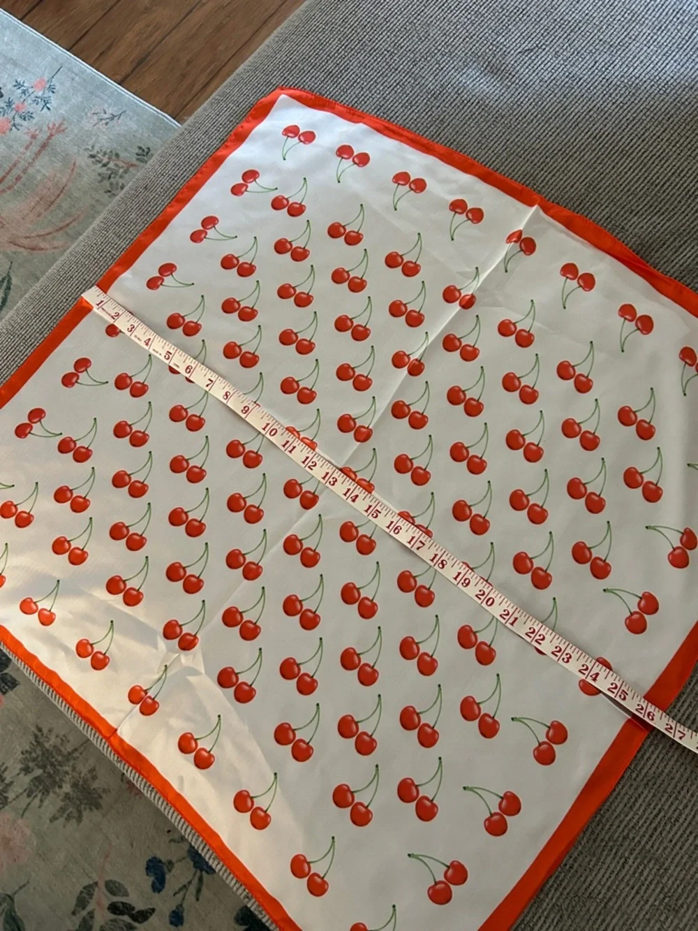 Cherry Print Square Scarf with Red Border NEW cherries 🍒 pattern